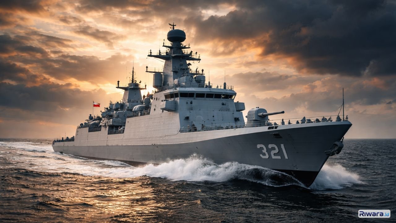 Ilustrasi KRI Prabu Siliwangi-321 melaju di perairan Indonesia usai menempuh pelayaran lintas samudera dari Italia, menjadi simbol penguatan modernisasi armada tempur TNI AL, Maret 2026.